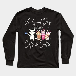 Cats and Coffee Long Sleeve T-Shirt